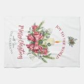 Kerstflorele Joy aan de wereld kandleboog Theedoek (Horizontaal)