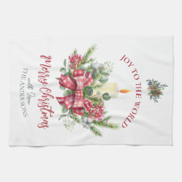 Kerstflorele Joy aan de wereld kandleboog Theedoek