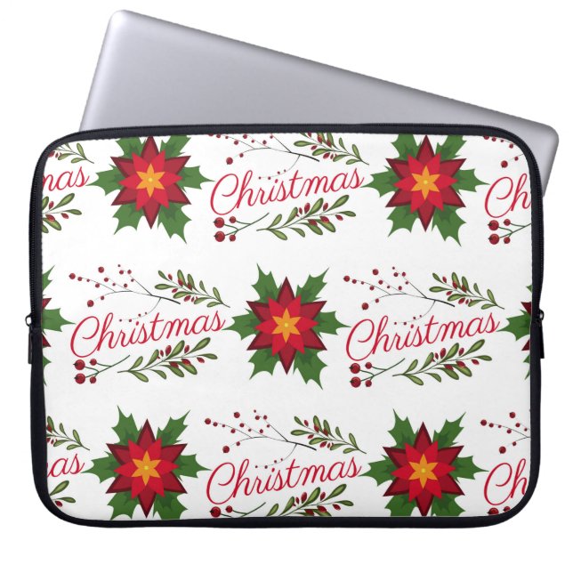 kerstfloret holi met een doornende winter laptop sleeve (Voorkant)