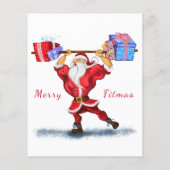 kerstflyer Bodybuilder kerstman met cadeautje Flyer (Achterkant)