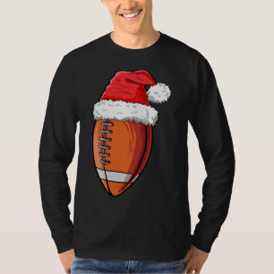 kerstFootball Ball Santa Hat Funny Sports Xma T-shirt
