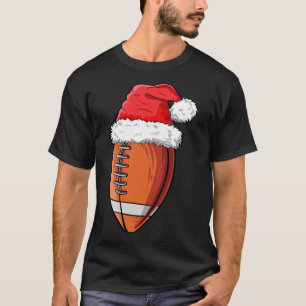 kerstFootball Ball Santa Hat Funny Sports Xma T-shirt