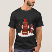 KerstFootball Ball Snowman Santa Funny Sport T-shirt (Voorkant)