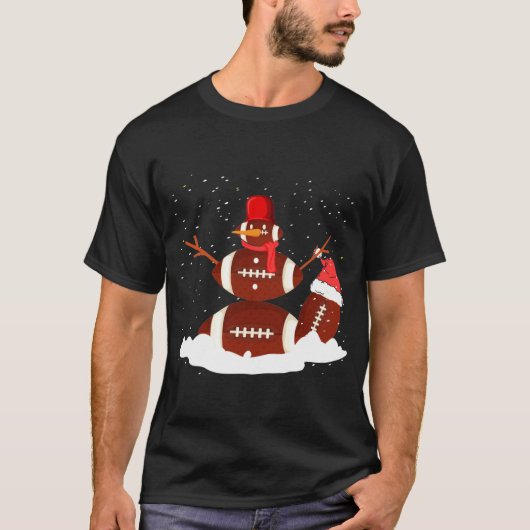 KerstFootball Ball Snowman Santa Funny Sport T-shirt (Voorkant)