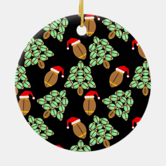 kerstFootball Keramisch Ornament (Achterkant)