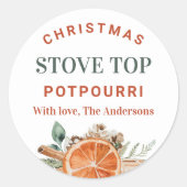 Kerstfornuis Top Potpourri Gift Ronde Sticker (Voorkant)
