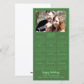 Kerstfoto 2025 Kalender Groene Vakantie Feestdagenkaart (Voorkant / Achterkant)