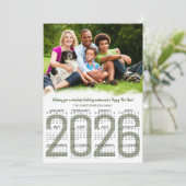 Kerstfoto 2026 Kalender Nieuwjaar Groen Feestdagenkaart (Staand voorkant)