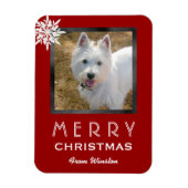 Kerstfoto 3x4-groet van de hond/het huisje magneet (Verticaal)