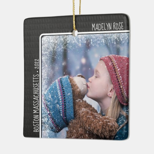 kerstfoto Aangepaste tekstvakantie Keepomwille Keramisch Ornament (Links)