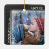 kerstfoto Aangepaste tekstvakantie Keepomwille Keramisch Ornament (Achterkant)