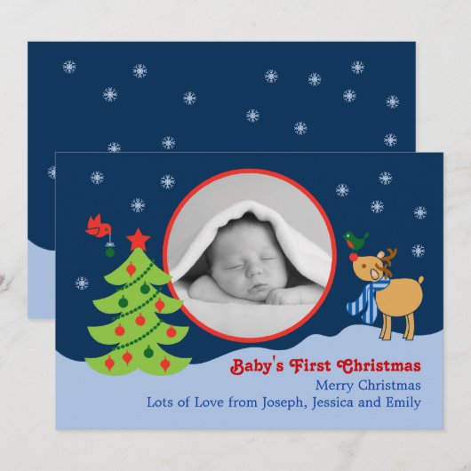 kerstfoto-aankondiging Baby Kaart (Voorkant / Achterkant)