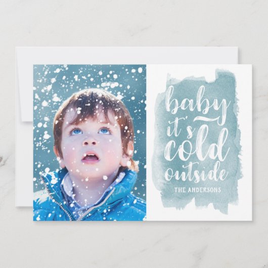 Kerstfoto 'Baby It's Cold Outside' Feestdagenkaart (Voorkant)