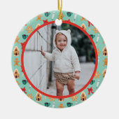 Kerstfoto Baby's eerste kerstkoekje 2025 Keramisch Ornament (Voorkant)