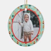 Kerstfoto Baby's eerste kerstkoekje 2025 Keramisch Ornament (Links)