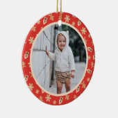 Kerstfoto Baby's eerste kerstkoekje 2025 Keramisch Ornament (Rechts)