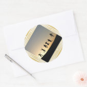 kerstfoto beige cadeaulabel ronde sticker (Envelop)