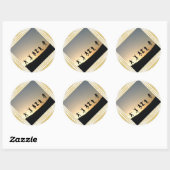 kerstfoto beige cadeaulabel ronde sticker (Vel)