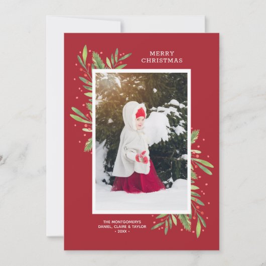 kerstfoto Berries Feestdagenkaart (Voorkant)