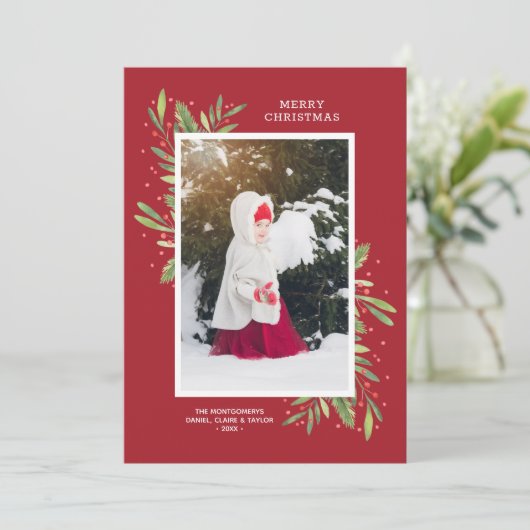 kerstfoto Berries Feestdagenkaart (Staand voorkant)