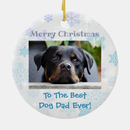 kerstfoto beste hond vader ooit keramisch ornament (Achterkant)