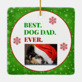 kerstfoto beste hond vader ooit keramisch ornament (Achterkant)