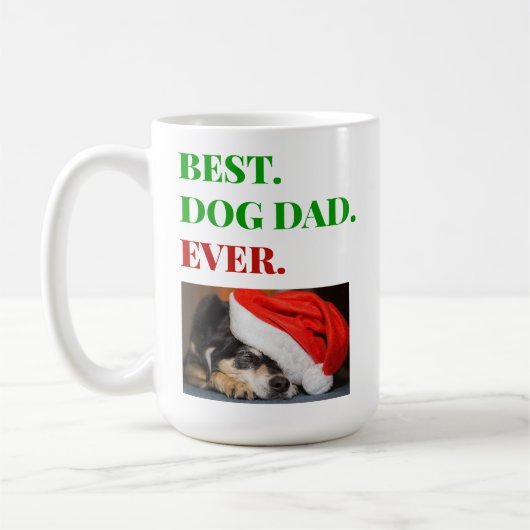 kerstfoto beste hond vader ooit koffiemok (Links)