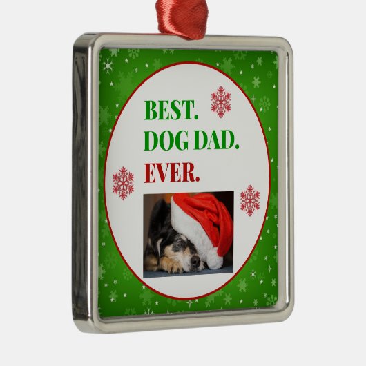 kerstfoto beste hond vader ooit metalen ornament (Rechts)
