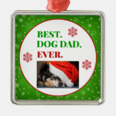 kerstfoto beste hond vader ooit metalen ornament (Voorkant)