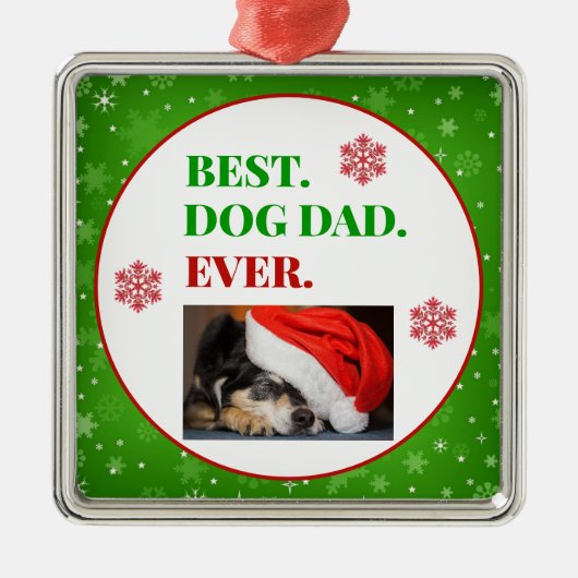 kerstfoto beste hond vader ooit metalen ornament (Voorkant)