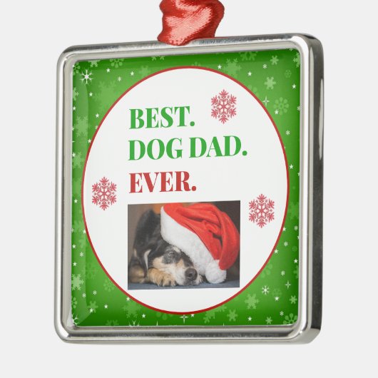 kerstfoto beste hond vader ooit metalen ornament (Links)