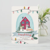 Kerstfoto Bewegende Aankondiging in Sneeuwbol (Staand voorkant)