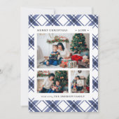 Kerstfoto Blauw Feestdagenkaart (Voorkant)