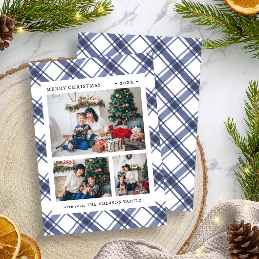 Kerstfoto Blauw Feestdagenkaart