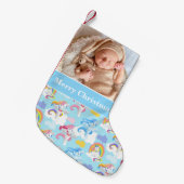 kerstfoto Blauwe Unicorns Kleine Kerstsok (Voorkant (Hangend))