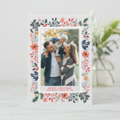 Kerstfoto bloemen feestdagenkaart (Staand voorkant)