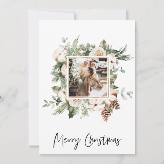 Kerstfoto & bloemenframe | Prettig Kerstfeest (Voorkant)