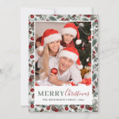 Kerstfoto Botanische Bloemen Feestdagenkaart (Voorkant)