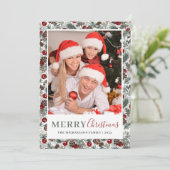 Kerstfoto Botanische Bloemen Feestdagenkaart (Staand voorkant)