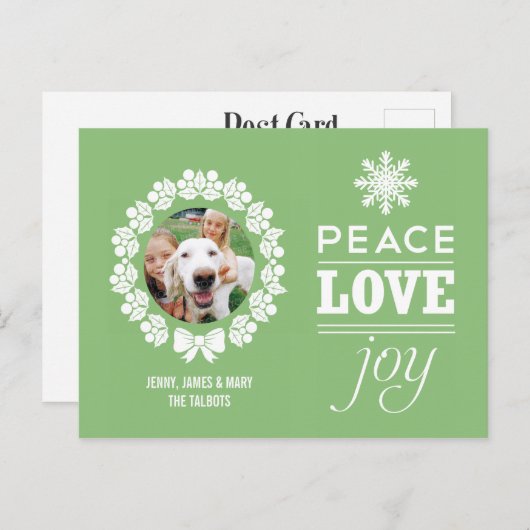 Kerstfoto Briefkaart - Vrede, Liefde en Blijdschap (Voorkant / Achterkant)