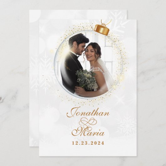Kerstfoto bruiloft kaart (Voorkant / Achterkant)