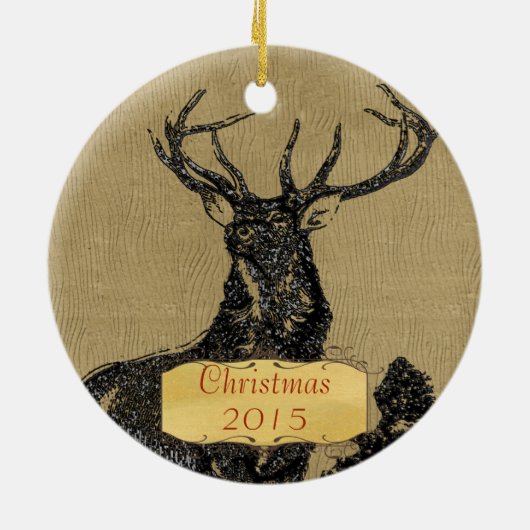 Kerstfoto  Buck Deer Keramisch Ornament (Achterkant)