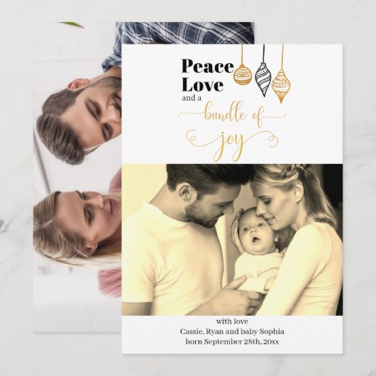 kerstfoto bundel van Joy Birth Aankondiging (Voorkant / Achterkant)