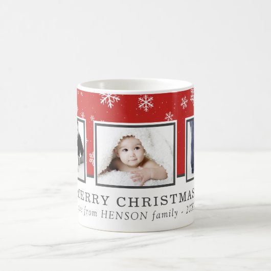 kerstfoto Collage aangepaste serie Red Holiday Koffiemok (Center)