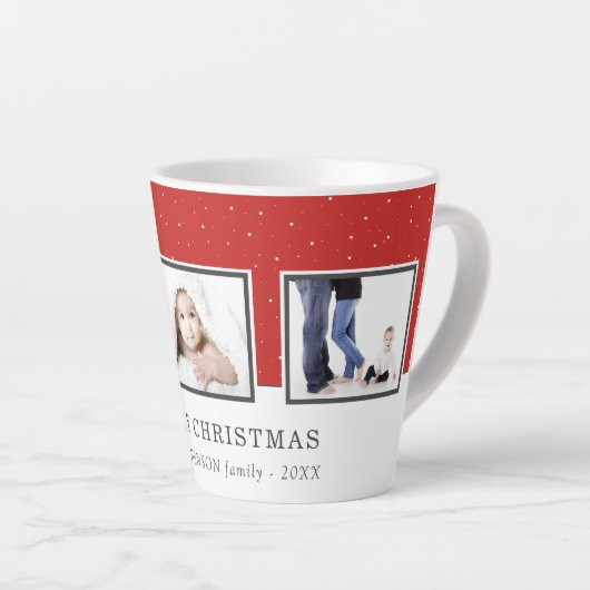 kerstfoto Collage aangepaste serie Red Holiday Latte Mok (Rechterhoek)