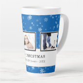 Kerstfoto Collage Blue Snowflake Family Latte Mok (Rechterhoek)