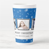 Kerstfoto Collage Blue Snowflake Family Latte Mok (Voorkant)