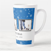 Kerstfoto Collage Blue Snowflake Family Latte Mok (Rechts)