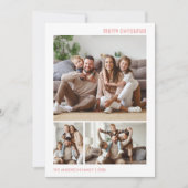 Kerstfoto Collage Familie Roze Feestdagenkaart (Voorkant)