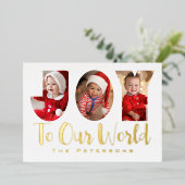 Kerstfoto Collage Gold Folie Vakantie Kaart (Staand Voorkant)